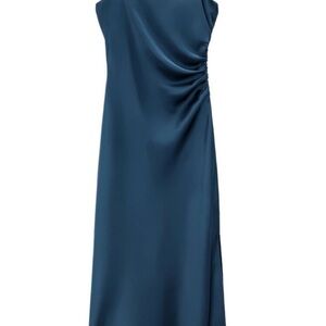ZARA Satin Effect Slip Dress Special Edition in Teal Size‎ S Long Spagetti Strap